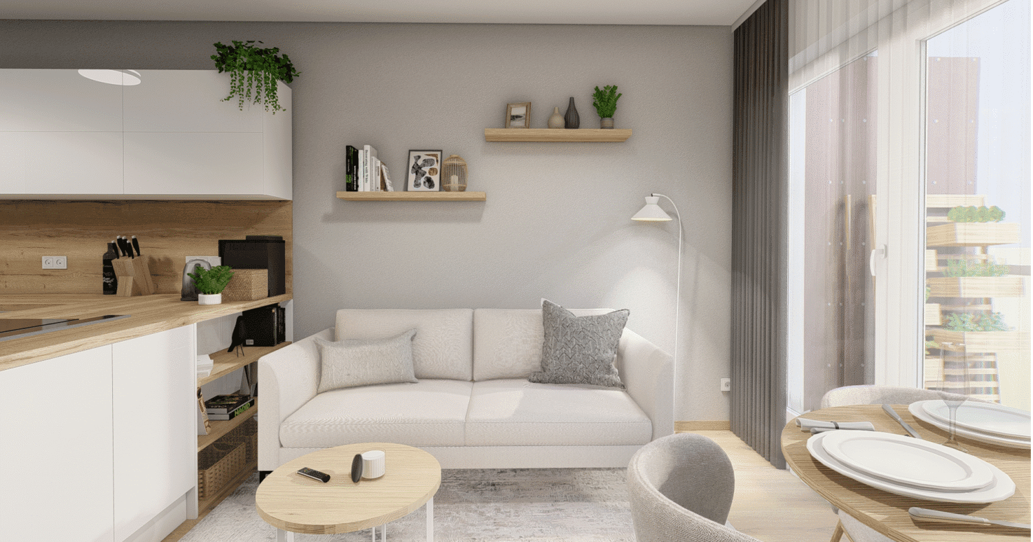 interier bytu ve světlých barvách